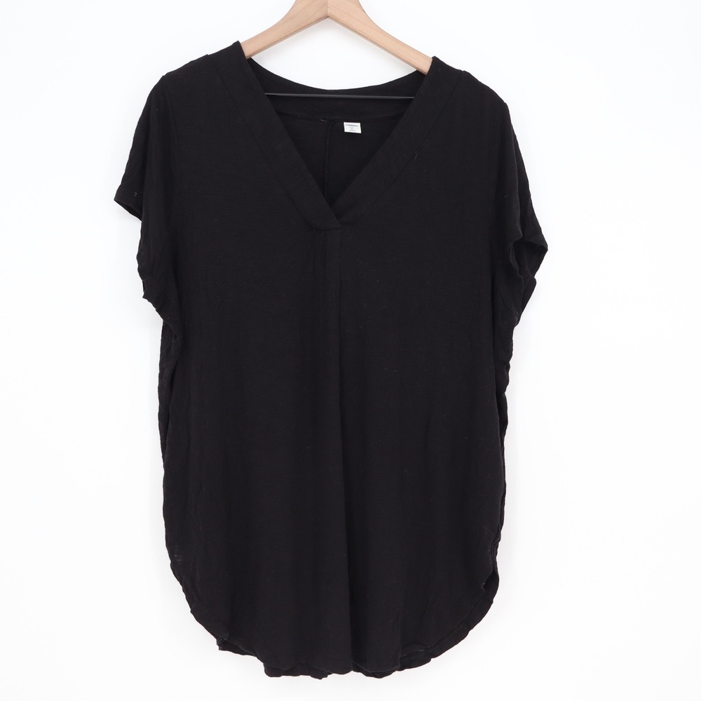 Old Navy T-Shirt Womens XL Luxe Black V-Neck Relaxed Fit Short Sleeve Excellent